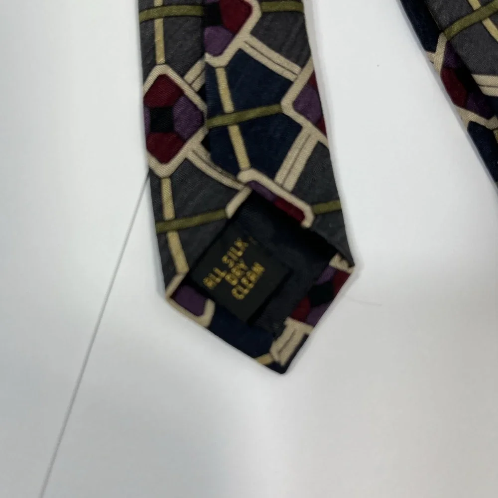 Mallory and Church Mens Tie  3.75 in W x L 58 in Silk Burgundy Black Green Tan